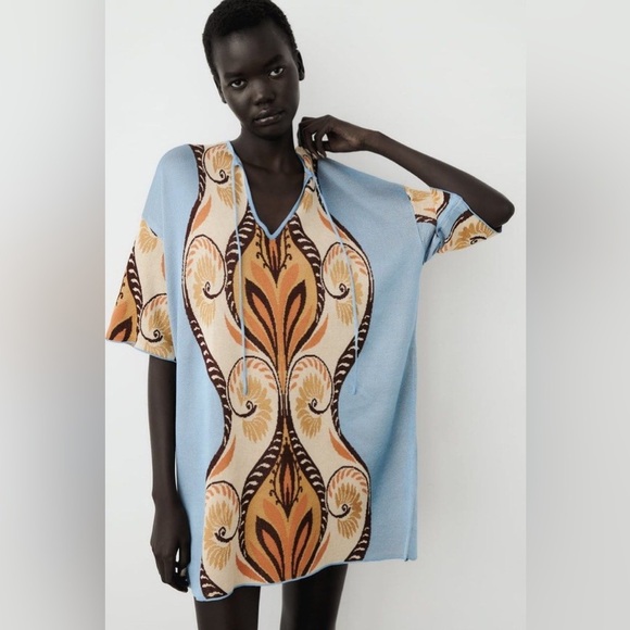 Zara Jacquard Knit Tunic Dress Size US Medium - Picture 1 of 11